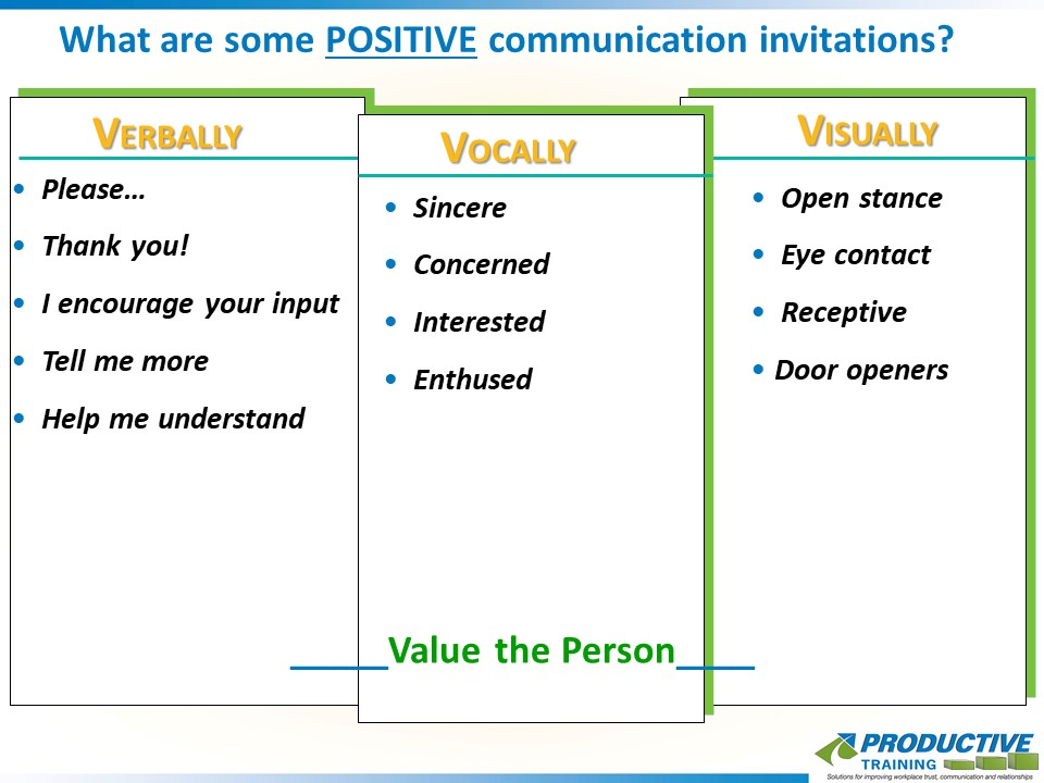 What are some POSITIVE communication invitations? 